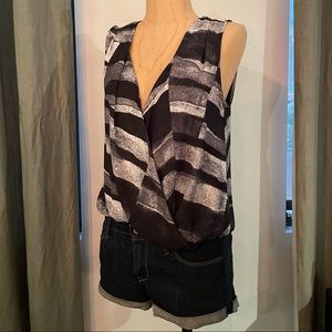 NWT ASTR Black White Drape Layered Tank Top Sz XS